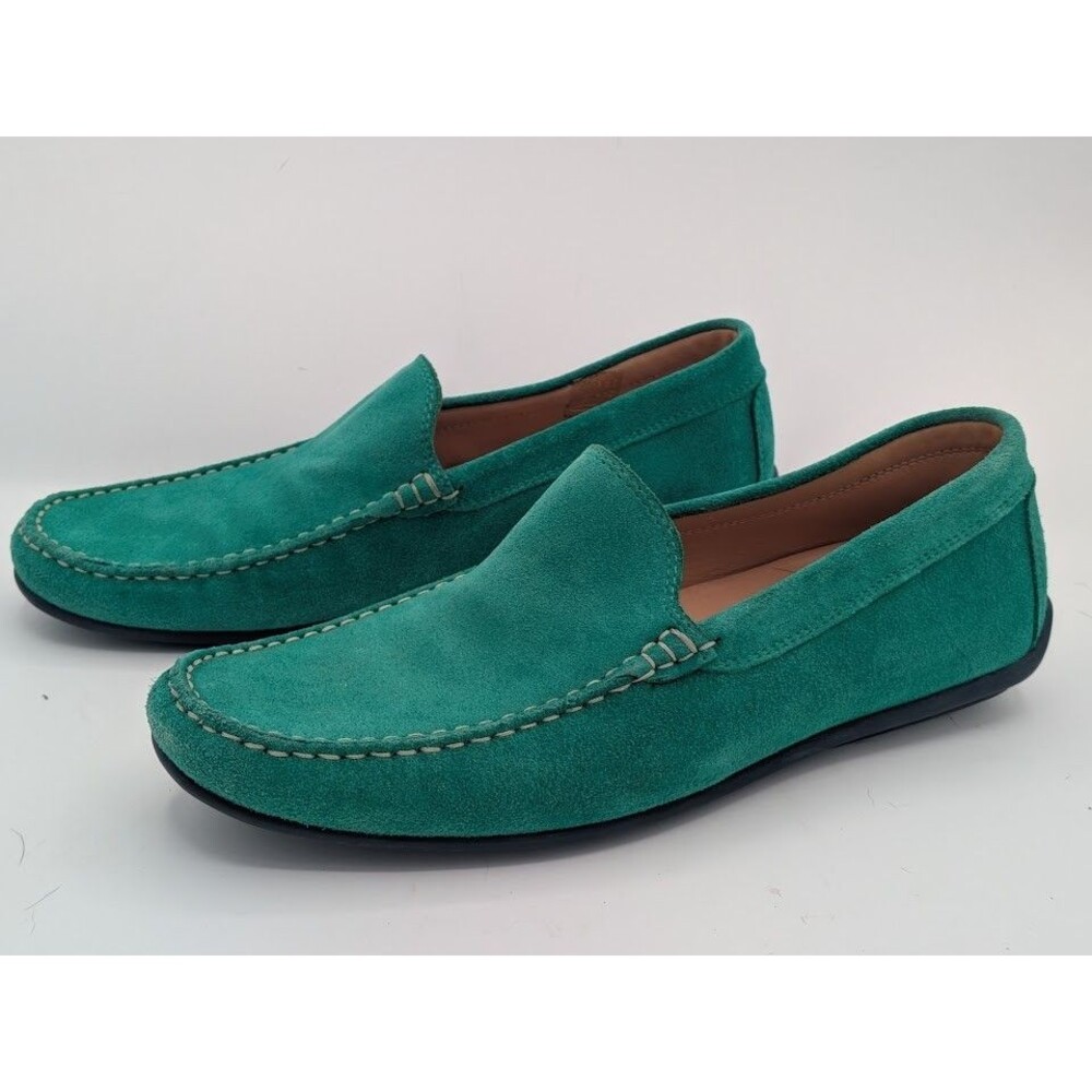 Austen Heller 8220 Mens 9.5 Green Suede Driving Loafers Moccasins Portugal NWOT